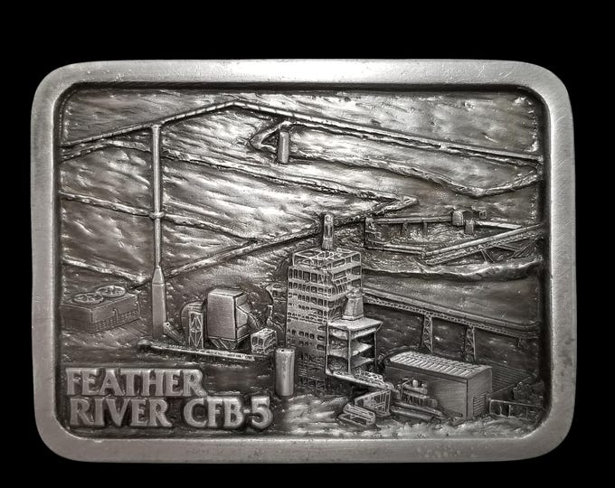 1987 Feather River CFB-5 Energy Facility Pewter Belt Buckle Babcock & Wilcox
