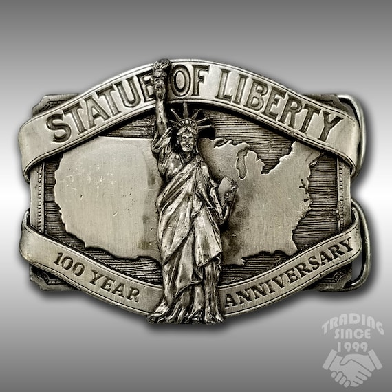 1984 Statue of Liberty Belt Buckle –100 Year Anniversary USA with Built-In Stand