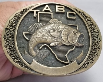 Klamra mosiężna do paska TABC Texas Anglers Bass Club, wędkarstwo w stylu zachodnim