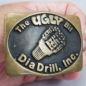 Vintage Belt Buckle 1981 Brass The Ugly Bit Dia Drill Inc USA Made By Anacortes