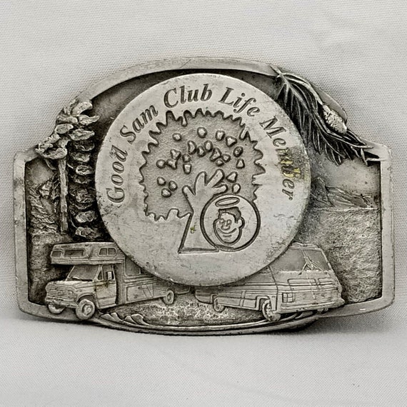 Vintage Good Sam Club Life Member Special Edition Pewter Belt Buckle RV Camper