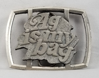 Vintage 1977 Reiman "Ag Is My Bag" Belt Buckle | Agriculture Farming Collectible