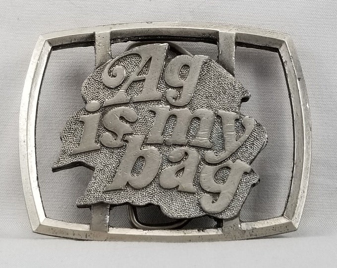 Vintage 1977 Reiman "Ag Is My Bag" Belt Buckle | Agriculture Farming Collectible