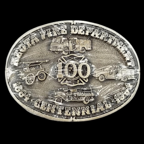 NEW Keota Fire Department Centennial 1884-1984 Solid Brass Belt Buckle Vintage