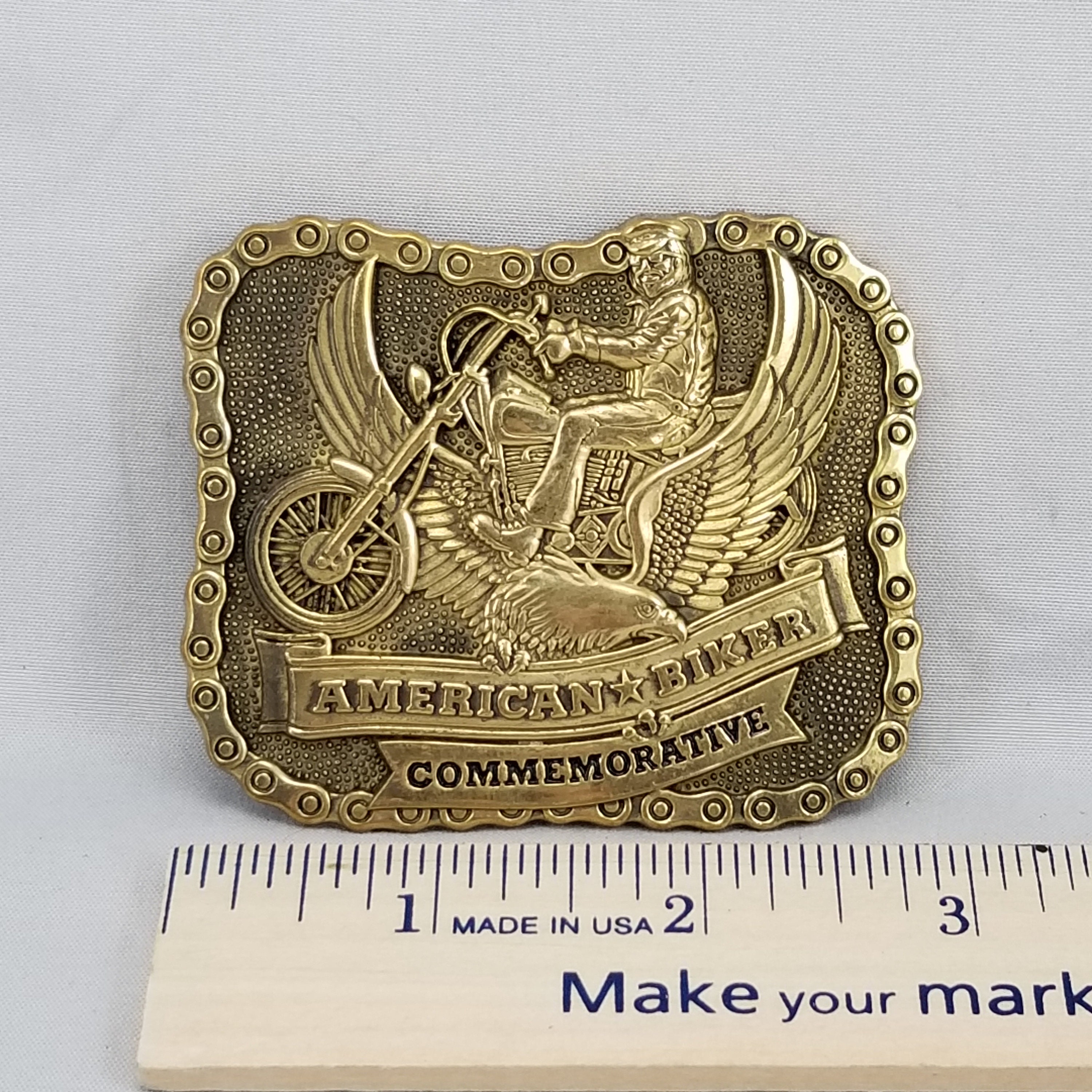 Vintage Belt Buckle 1984 Brass American Biker Commemorative