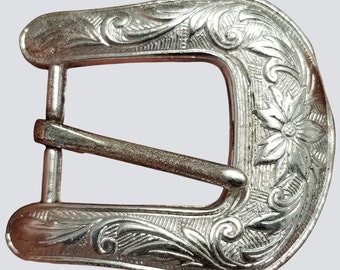 Vintage 80s 90s Western Floral Engraved Slotted Concho Belt Buckles Set Y2K Boho Vintage 80s 90s Western Floral Engraved Slotted Concho Belt  main image 4