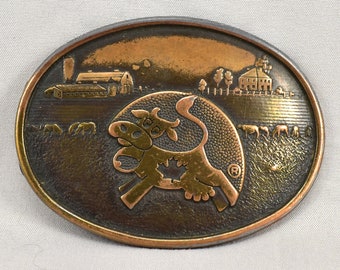 Vintage Belt Buckle Rare Century Canada Cow Farm