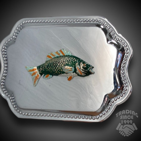 Vintage Belt Buckle Bass Fish Fishing Smooth Mirror-Like Finish Western Gift