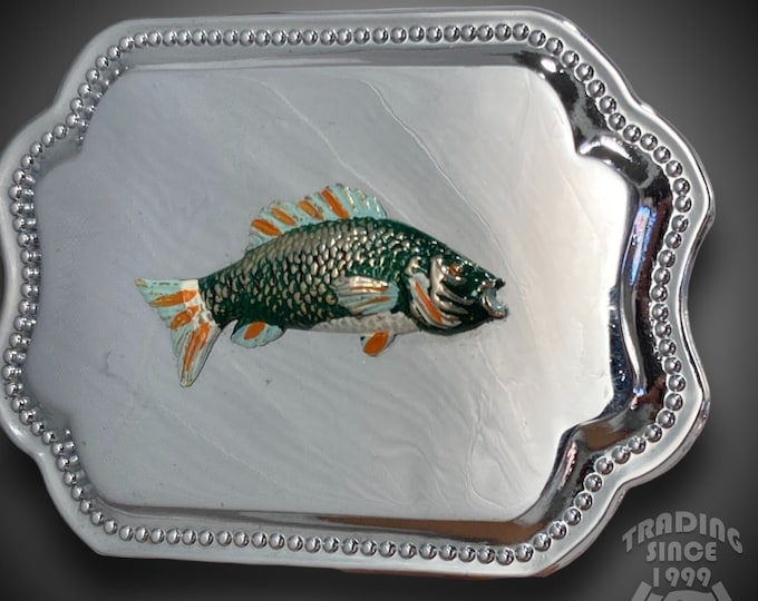 Vintage Belt Buckle Bass Fish Fishing Smooth Mirror-Like Finish Western Gift