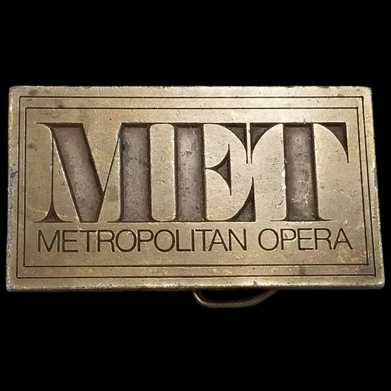 Metropolitan Opera MET Belt Buckle Brass Plated Vintage Accessory USA Made