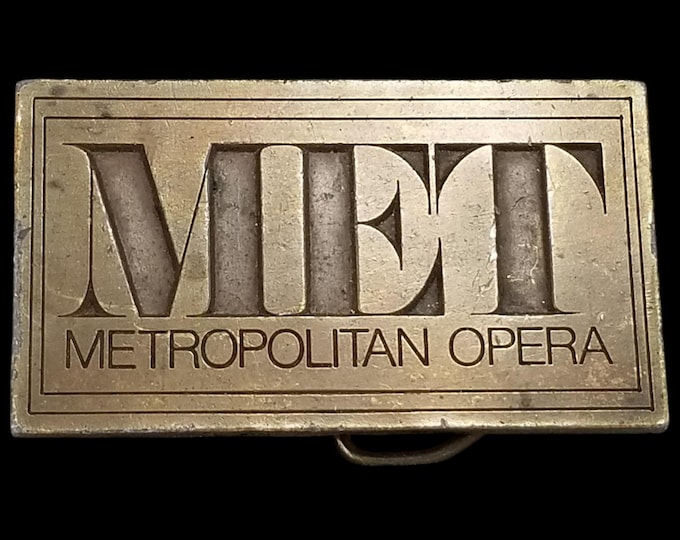 Metropolitan Opera MET Belt Buckle Brass Plated Vintage Accessory USA Made