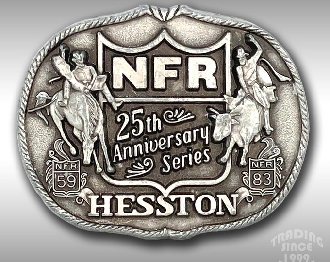 Vintage Belt Buckle 1983 NFR National Finals Rodeo Hesston 25th Anniversary USA