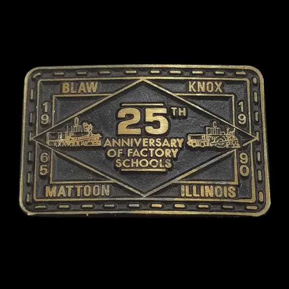 Blaw-Knox 25th Anniversary Factory Schools Brass Belt Buckle DynaBuckle 1990