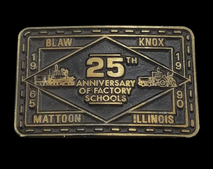 Blaw-Knox 25th Anniversary Factory Schools Brass Belt Buckle DynaBuckle 1990