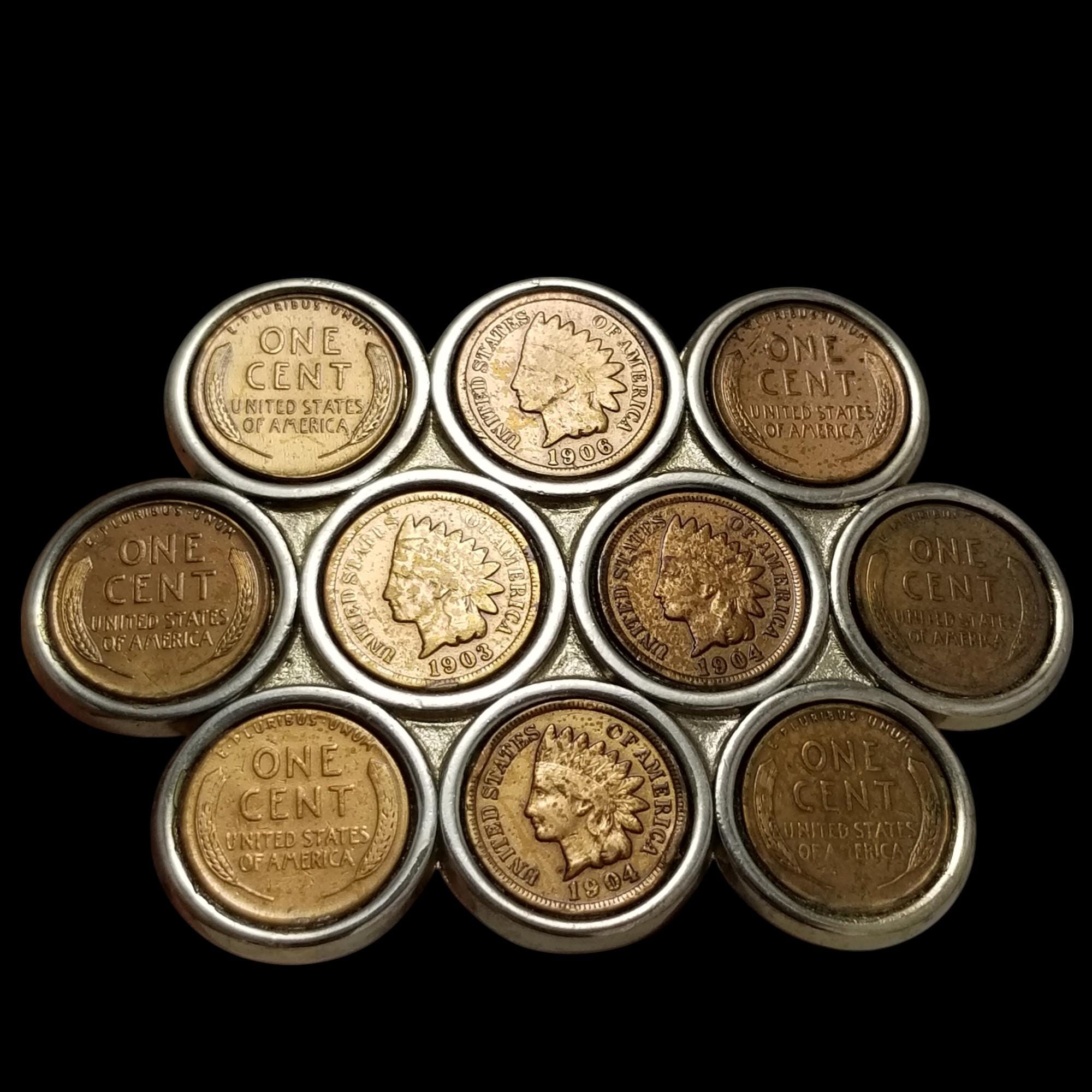 ヴィンテージベルトバックル ペニー製 1セント硬貨 1903年 1904年 1906