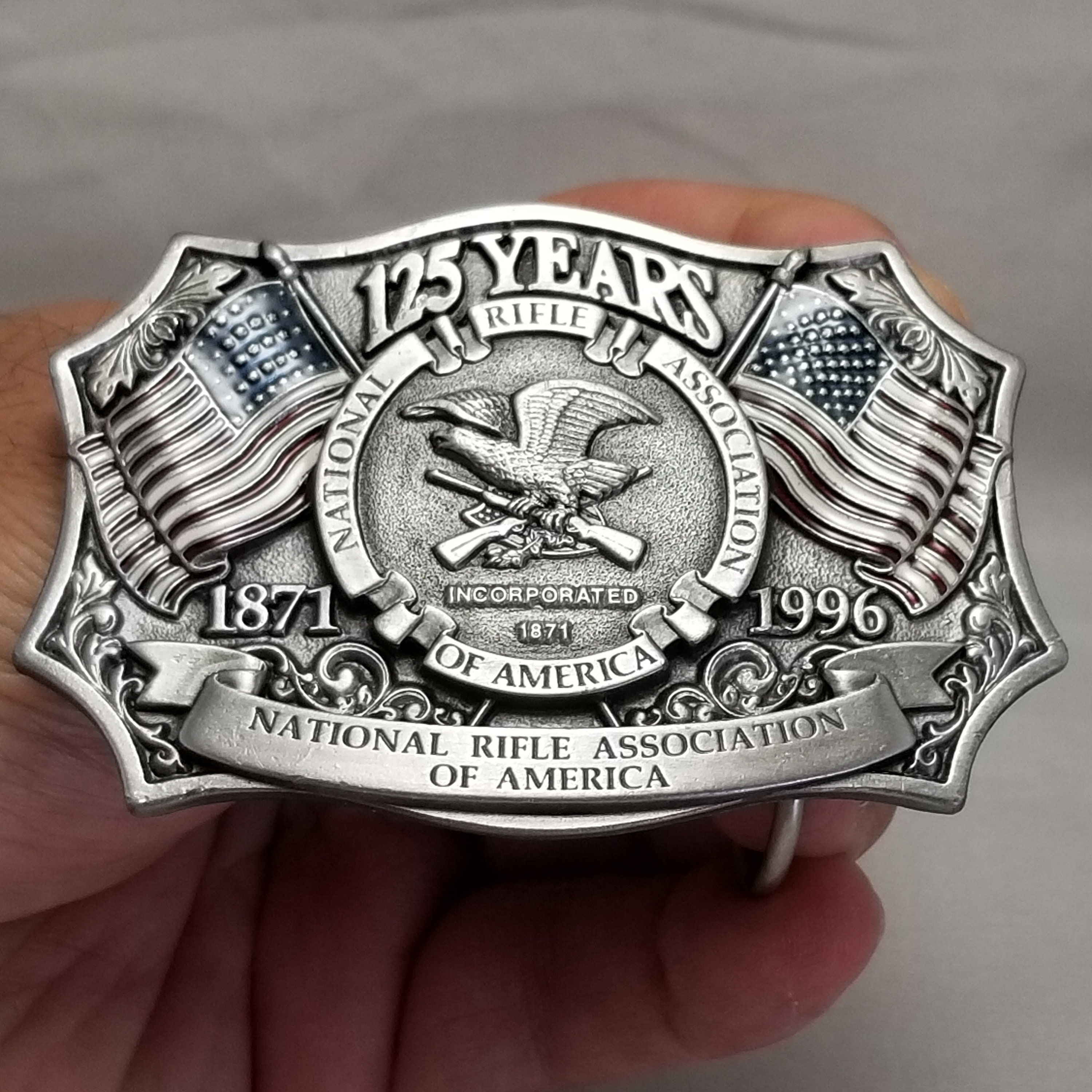 Belt Buckle Pewter NRA 125th Anniversary National Rifle