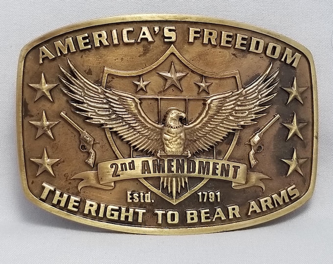 Belt Buckle Brass Second Amendment The Right To Bear Arms Montana Silversmiths
