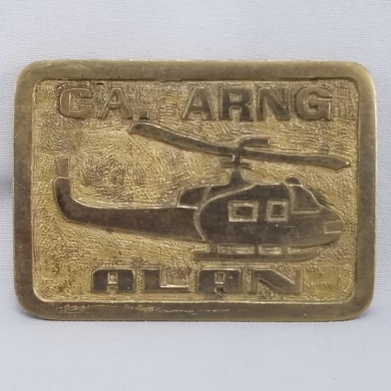 Vintage Belt Buckle Brass CA. Army National Guard ARNG Alan Helicopter Chopper