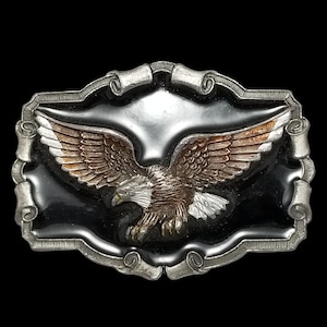 Vintage Belt Buckle 1983 Pewter American Bald Eagle USA Great American Buckle Co