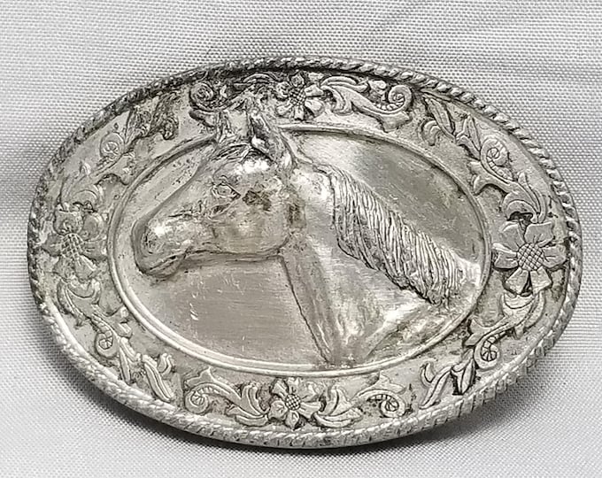 Belt Buckle Small 1985 Horse Head Oval USA By Siskiyou Buckle Company #G4000
