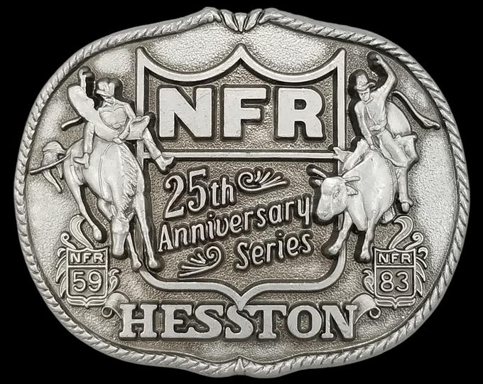 NFR HESSTON 25th Anniversary Series Rodeo Belt Buckle Limited Edition 1959 1983