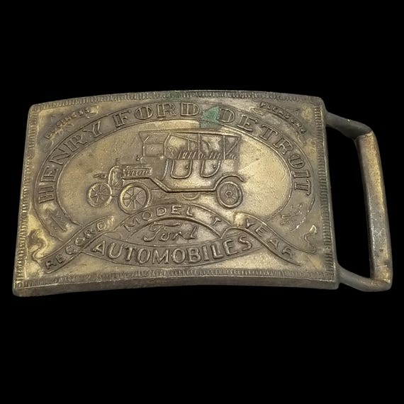 Vintage Henry Ford Brass Belt Buckle - Antique Ford Model T Automobile Collector's Item