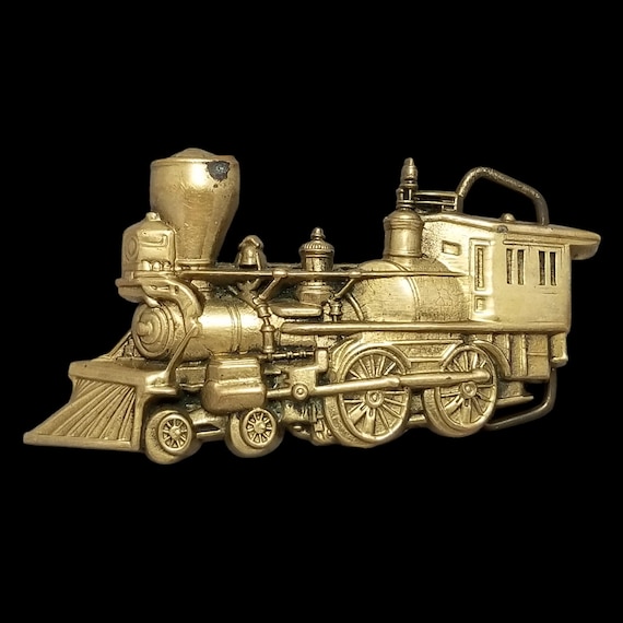 Belt Buckle Pewter 1978 Solid Brass Steam Engine Train By Baron Buckles Taiwan
