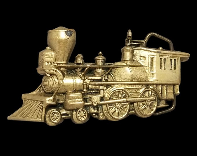 Belt Buckle Pewter 1978 Solid Brass Steam Engine Train By Baron Buckles Taiwan
