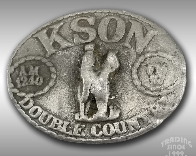KSON AM 1240 Double County Radio Station Belt Buckle Vintage