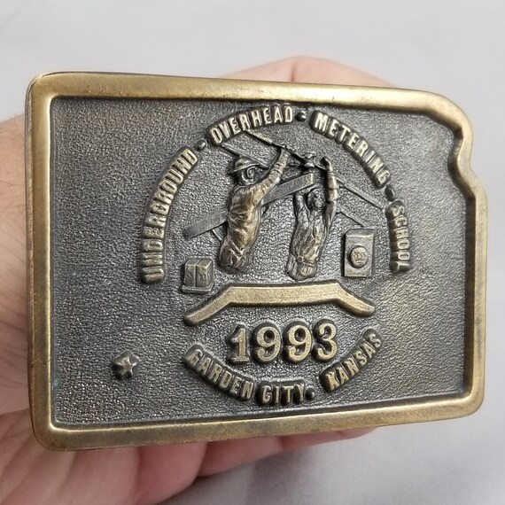 Belt Buckle Brass 1993 Underground Overhead Metering School Garden City Kansas