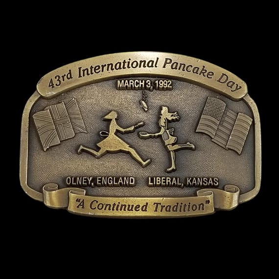Belt Buckle Vintage 1992 Western Associates 43rd International Pancake Day Brass