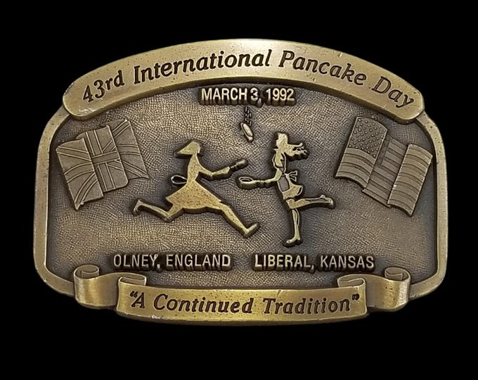 Belt Buckle Vintage 1992 Western Associates 43rd International Pancake Day Brass