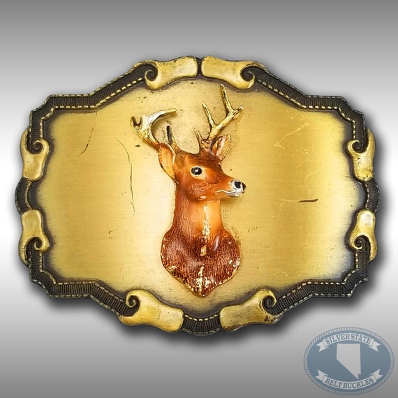 Belt Buckle 1977 Or 1978 Deer Head Buck Torso USA Made By Raintree Buckle