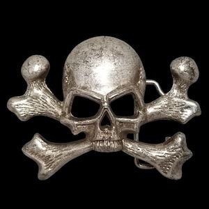 Vintage Belt Buckle Skull And Crossbones Skeleton Punk Gothic Halloween Rocker
