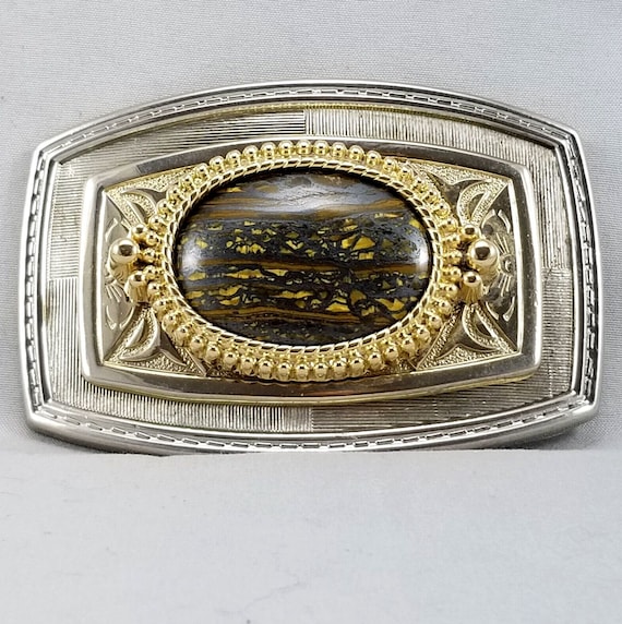 Belt Buckle Women’s Men’s Western Onyx Filigree Gold Silver Rodeo Country Unisex