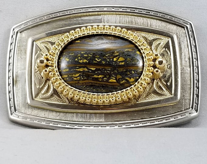 Belt Buckle Women’s Men’s Western Onyx Filigree Gold Silver Rodeo Country Unisex