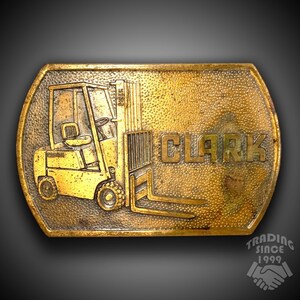 Boucle de ceinture vintage CLARK Forklift Materials Handling, cadeau fabriqué aux États-Unis par la SCHL