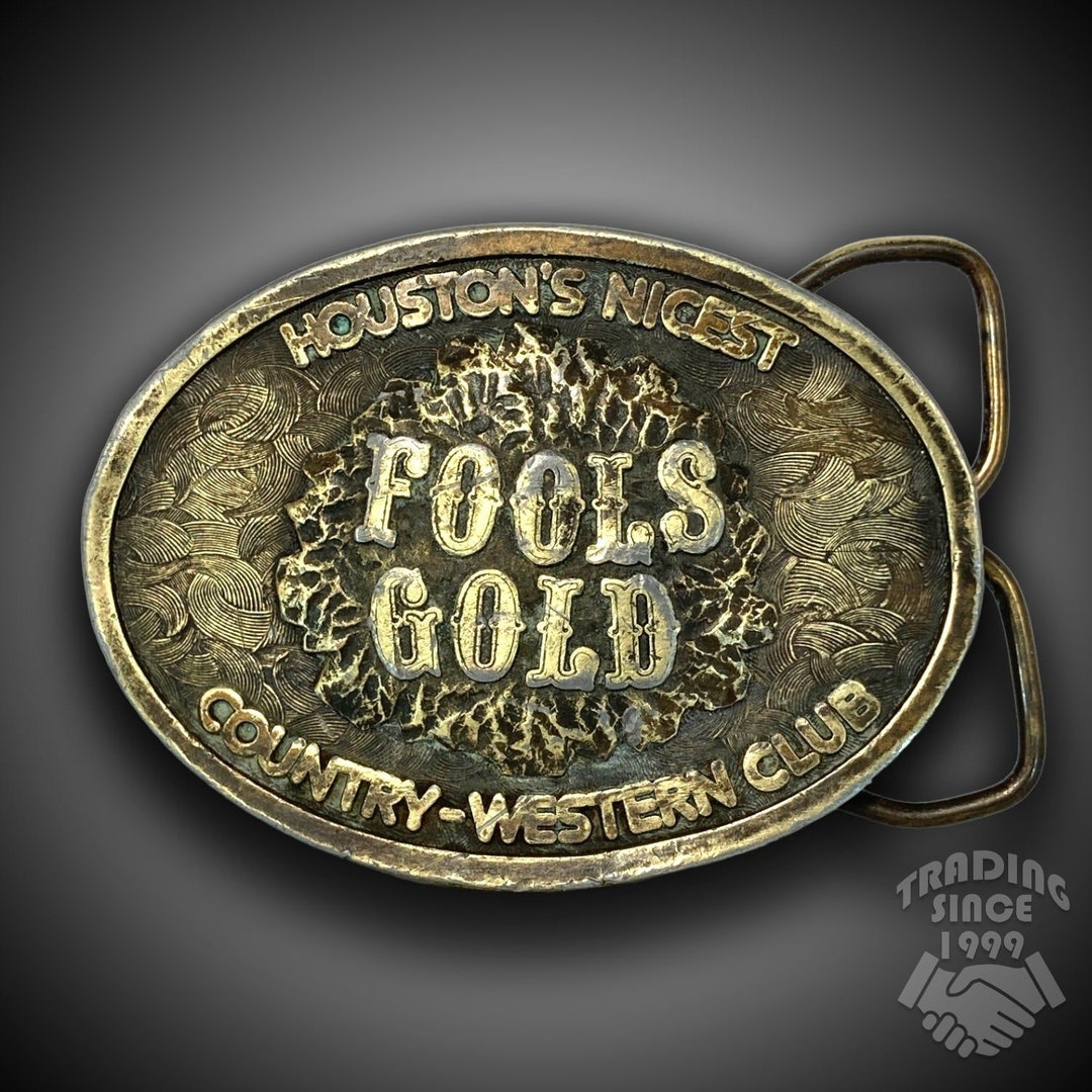 Vintage Belt Buckle Houston's Nicest Fools Gold Etsy