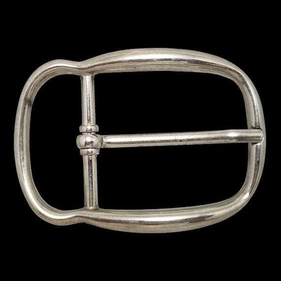 Silver Tone Metal Pin Center Bar Belt Buckle Western Style Fashion Accessory
