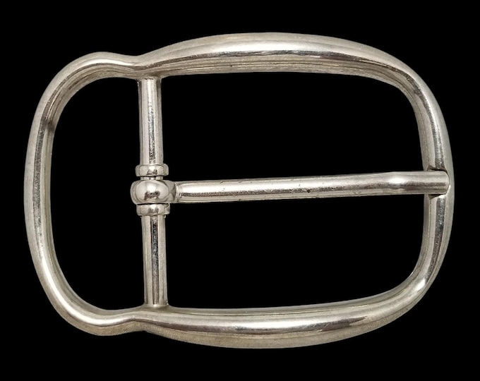 Silver Tone Metal Pin Center Bar Belt Buckle Western Style Fashion Accessory