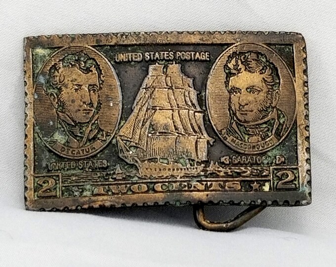 Belt Buckle - United States Postage 2-Cent Decatur Macdonough Ship Design