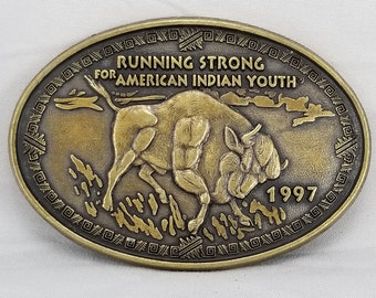 Belt Buckle 1997 Buffalo Running Strong For American Indian Youth Native America