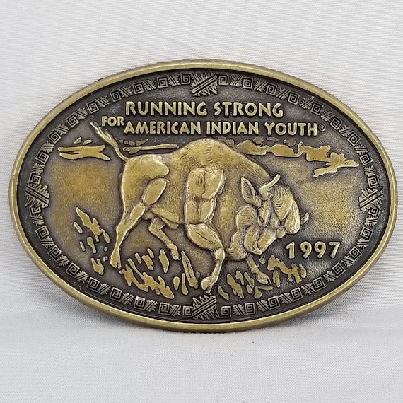 Belt Buckle 1997 Buffalo Running Strong For American Indian Youth Native America