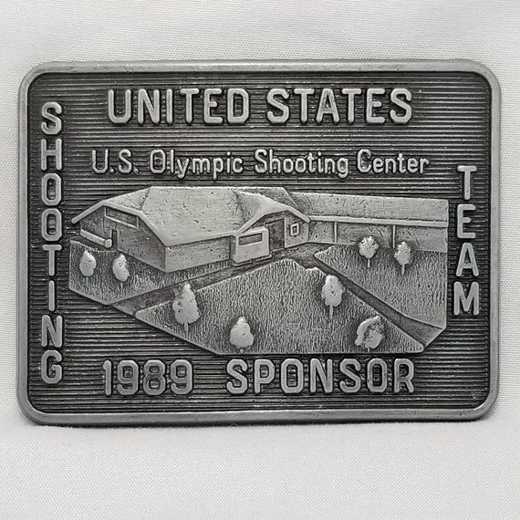 Vintage Belt Buckle 1989 US Olympic Shooting Center Shooting Team 1989 Sponsor