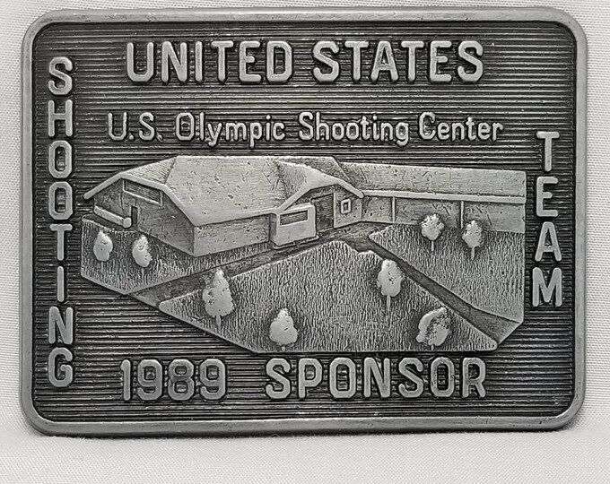 Vintage Belt Buckle 1989 US Olympic Shooting Center Shooting Team 1989 Sponsor