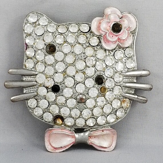 Belt Buckle Women's Hello Kitty Look-Like Rhinestones Pink Flower And Bow Tie