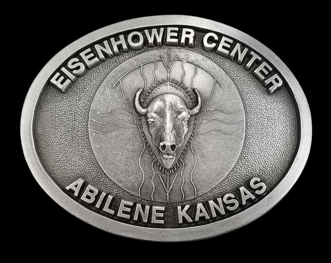 Belt Buckle Eisenhower Center Abilene Kansas Buffalo Head Oval Vintage