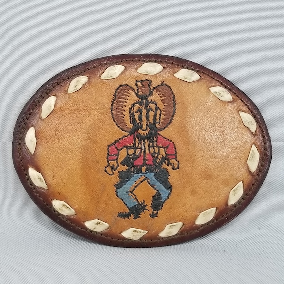 Vintage Belt Buckle Nocona Leather Cowboy Western Old West Gunslinger Bandit