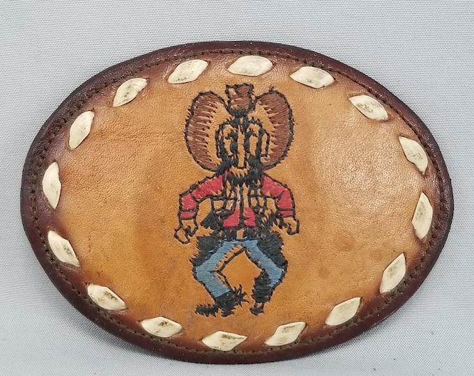 Vintage Belt Buckle Nocona Leather Cowboy Western Old West Gunslinger Bandit