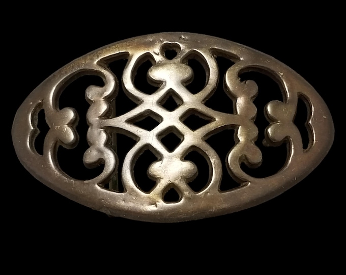 Vintage Belt Buckle Solid Brass Women Abstract Celtic Hippie Goth Made In Taiwan